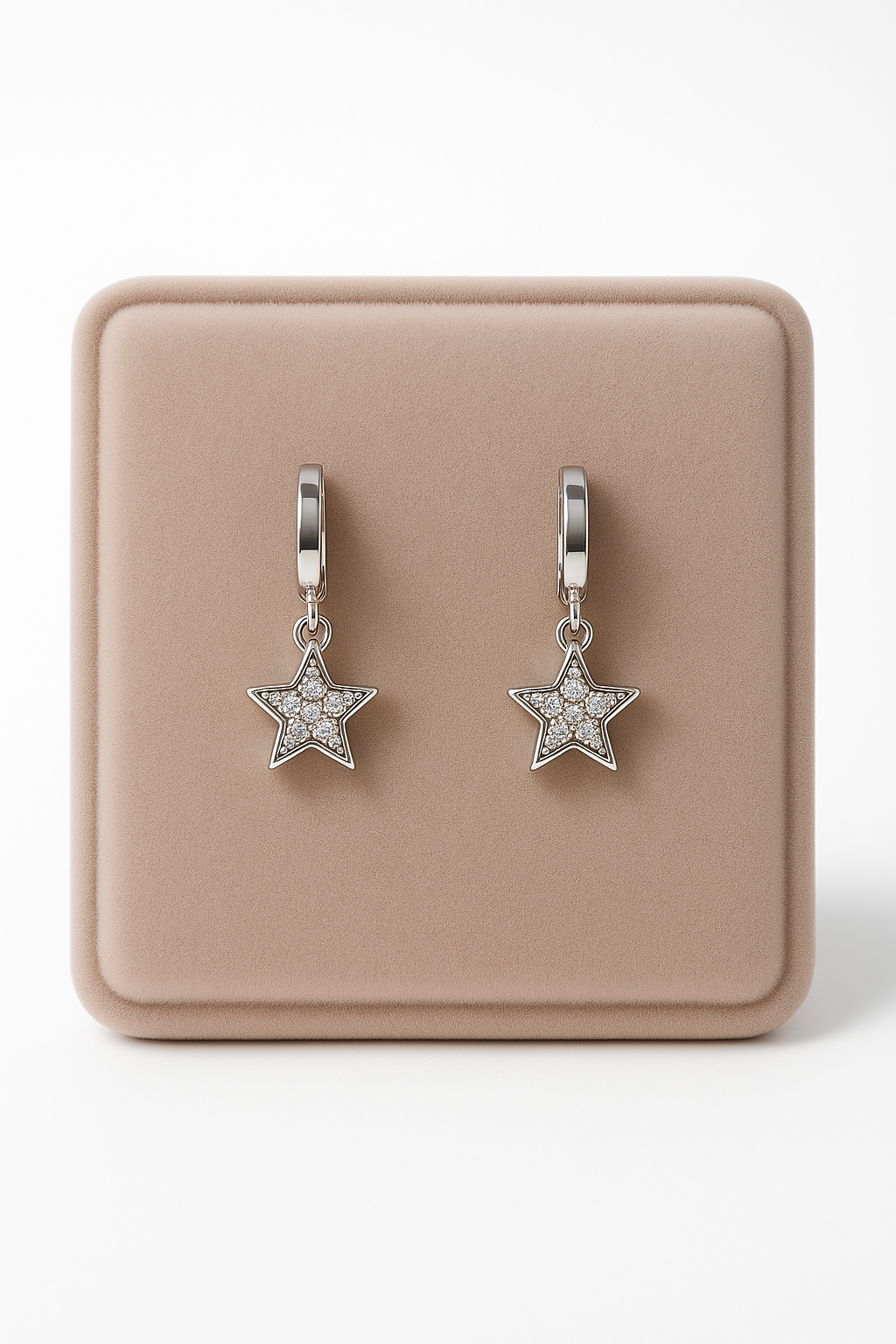 Miyaara Silver Star Dangle Earrings – Elegant Sparkling Charm