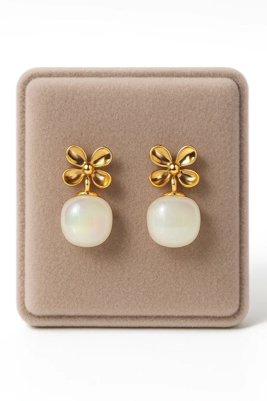 Miyaara Golden Blossom Pearl Drop Earrings - Miyaara