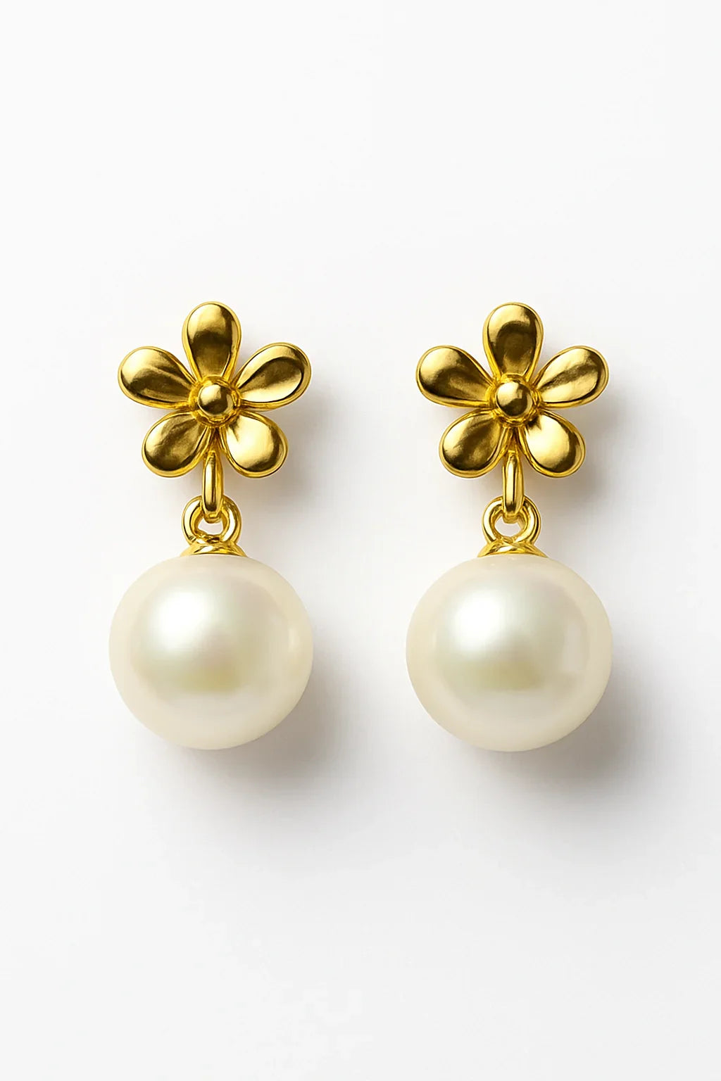 Miyaara Golden Blossom Pearl Drop Earrings - Miyaara