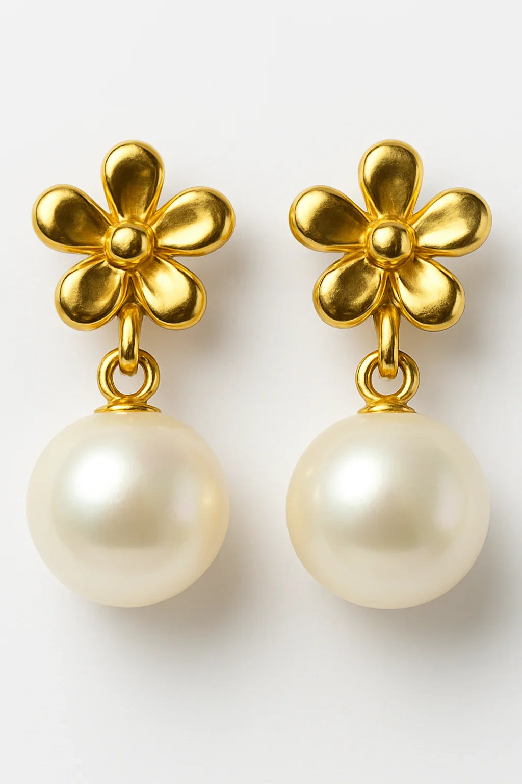 Miyaara Golden Blossom Pearl Drop Earrings - Miyaara