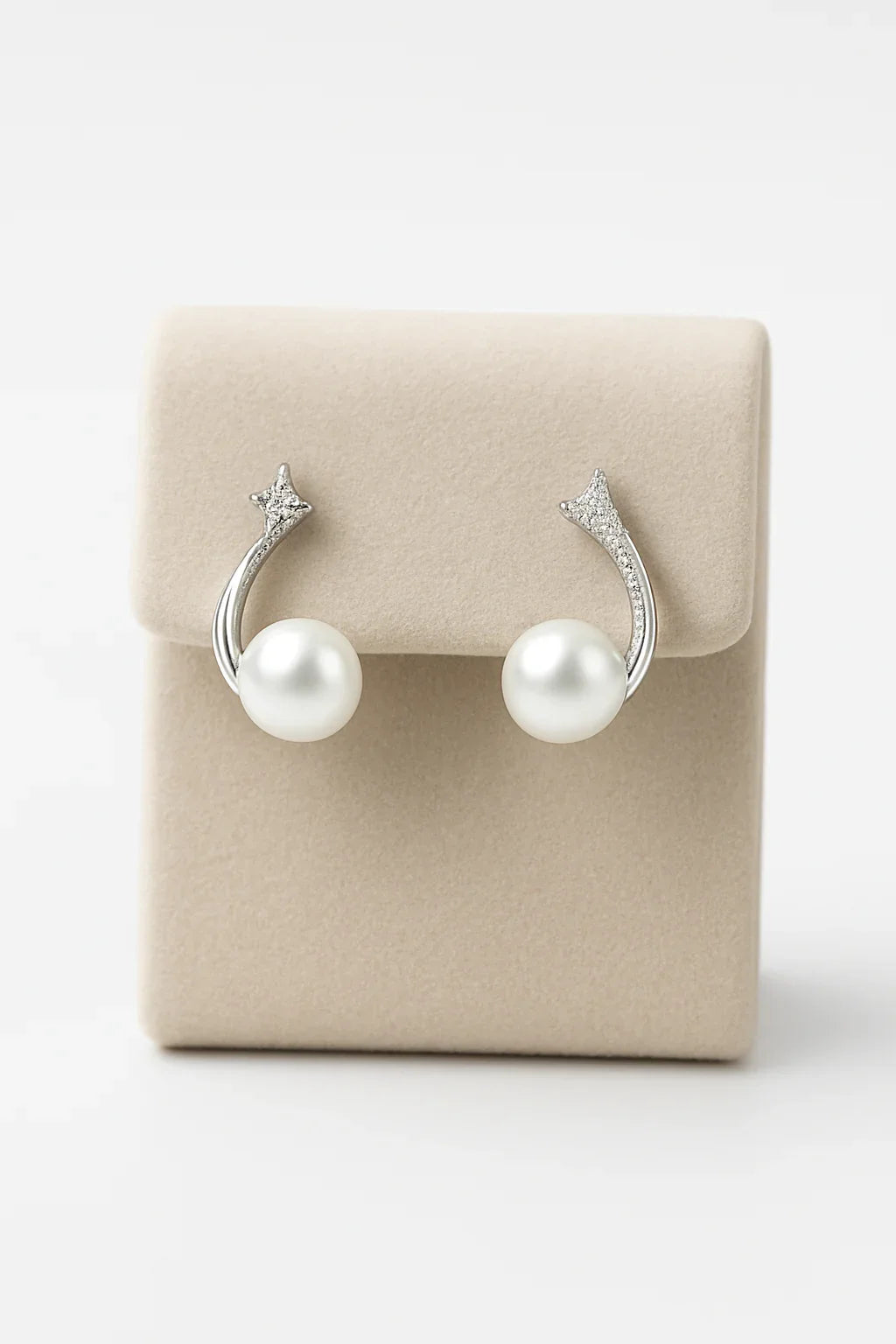 Miyaara Pearl & Crystal Whale Tail Earrings - Miyaara