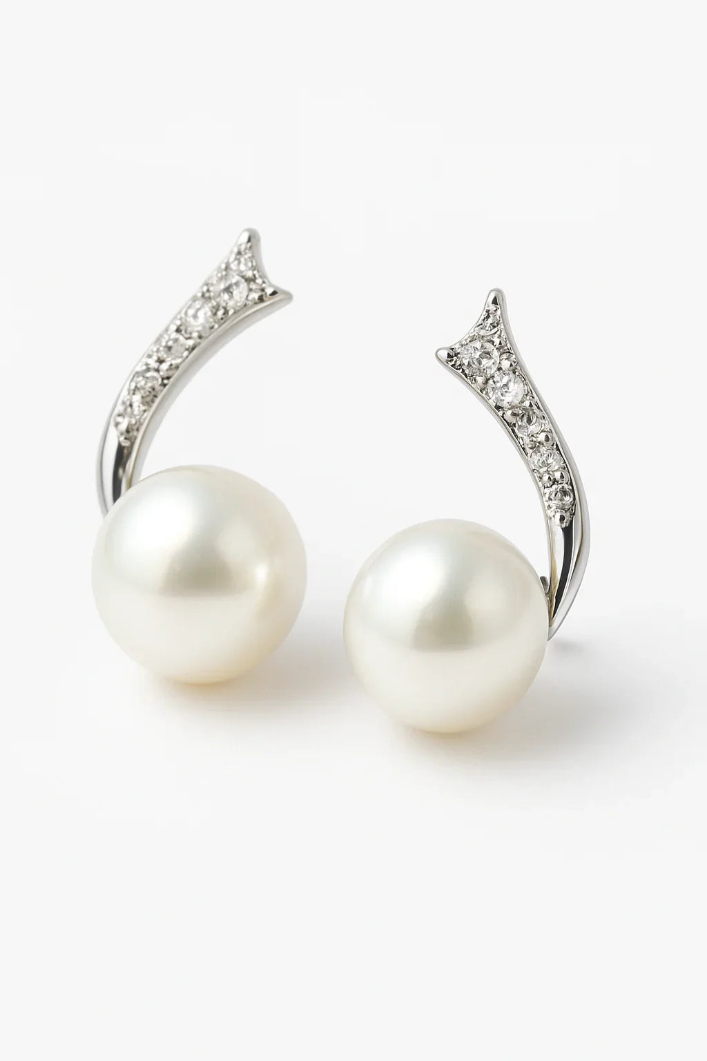 Miyaara Pearl & Crystal Whale Tail Earrings - Miyaara