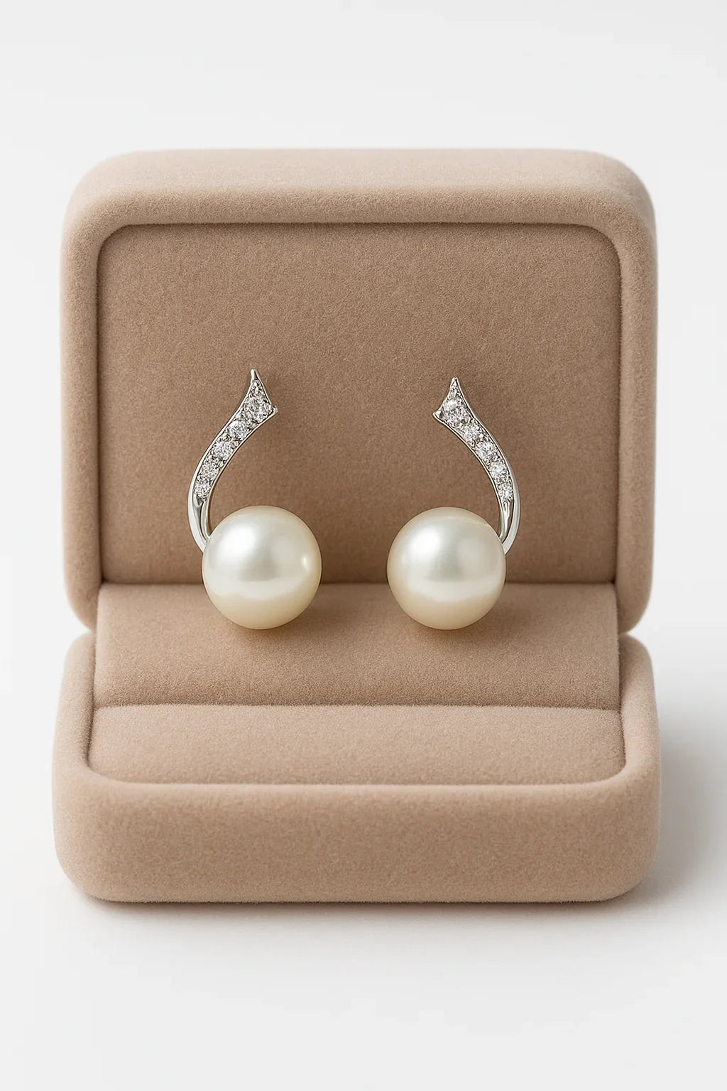 Miyaara Pearl & Crystal Whale Tail Earrings - Miyaara