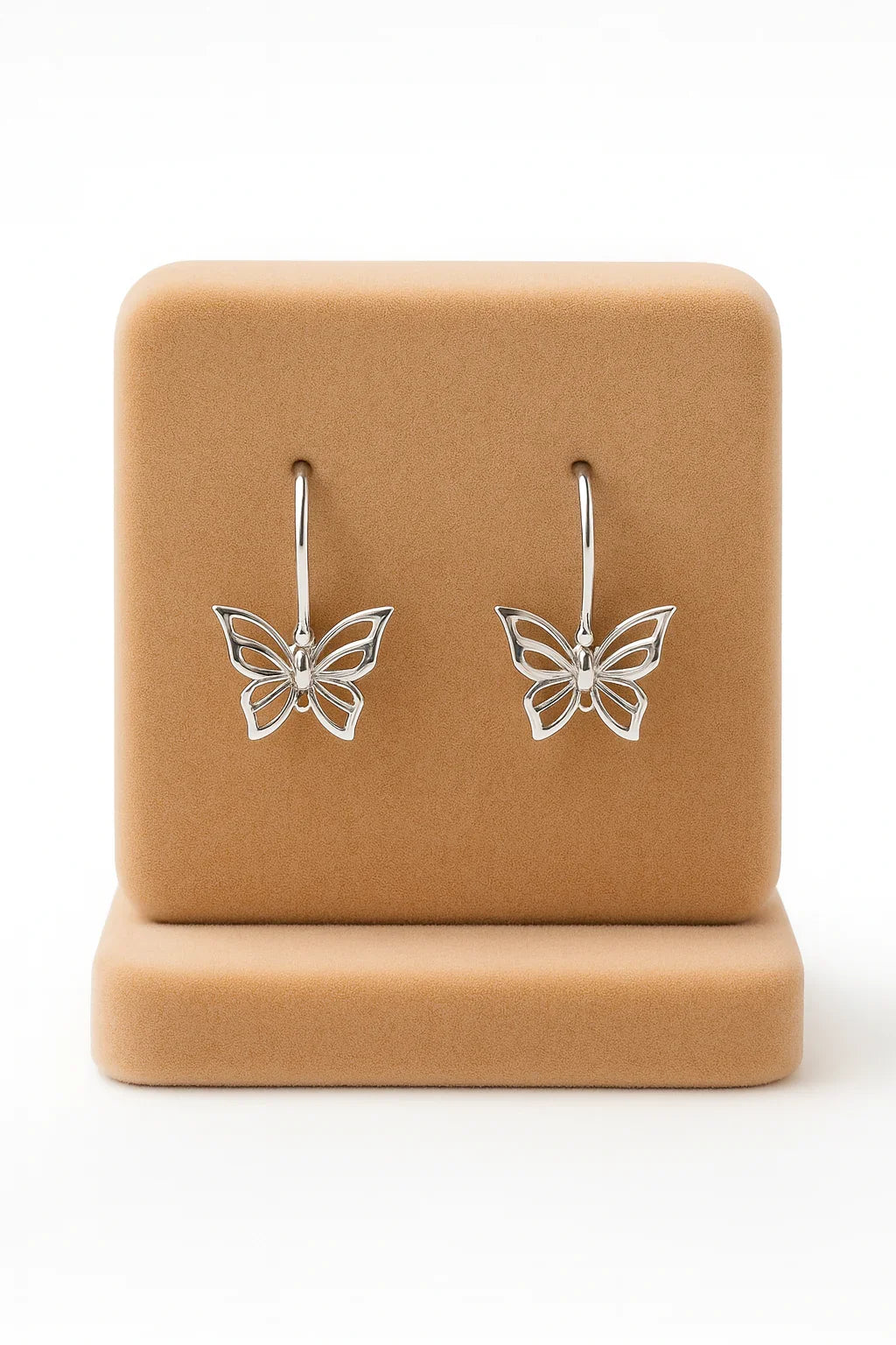 Miyaara Silver Butterfly Drop Earrings – Elegant Lightweight Design