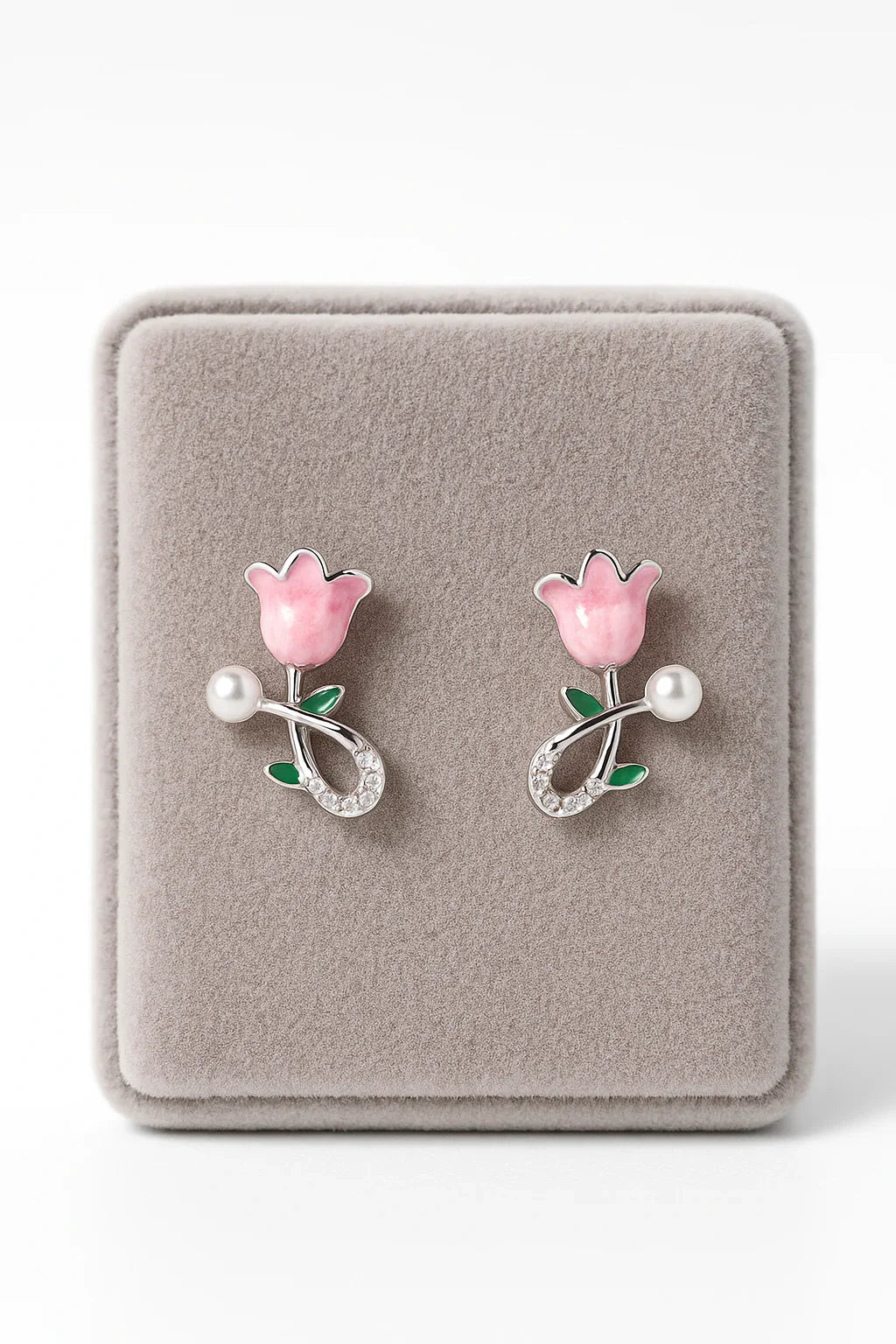 Miyaara Pink Rose Blossom Pearl Earrings - Miyaara