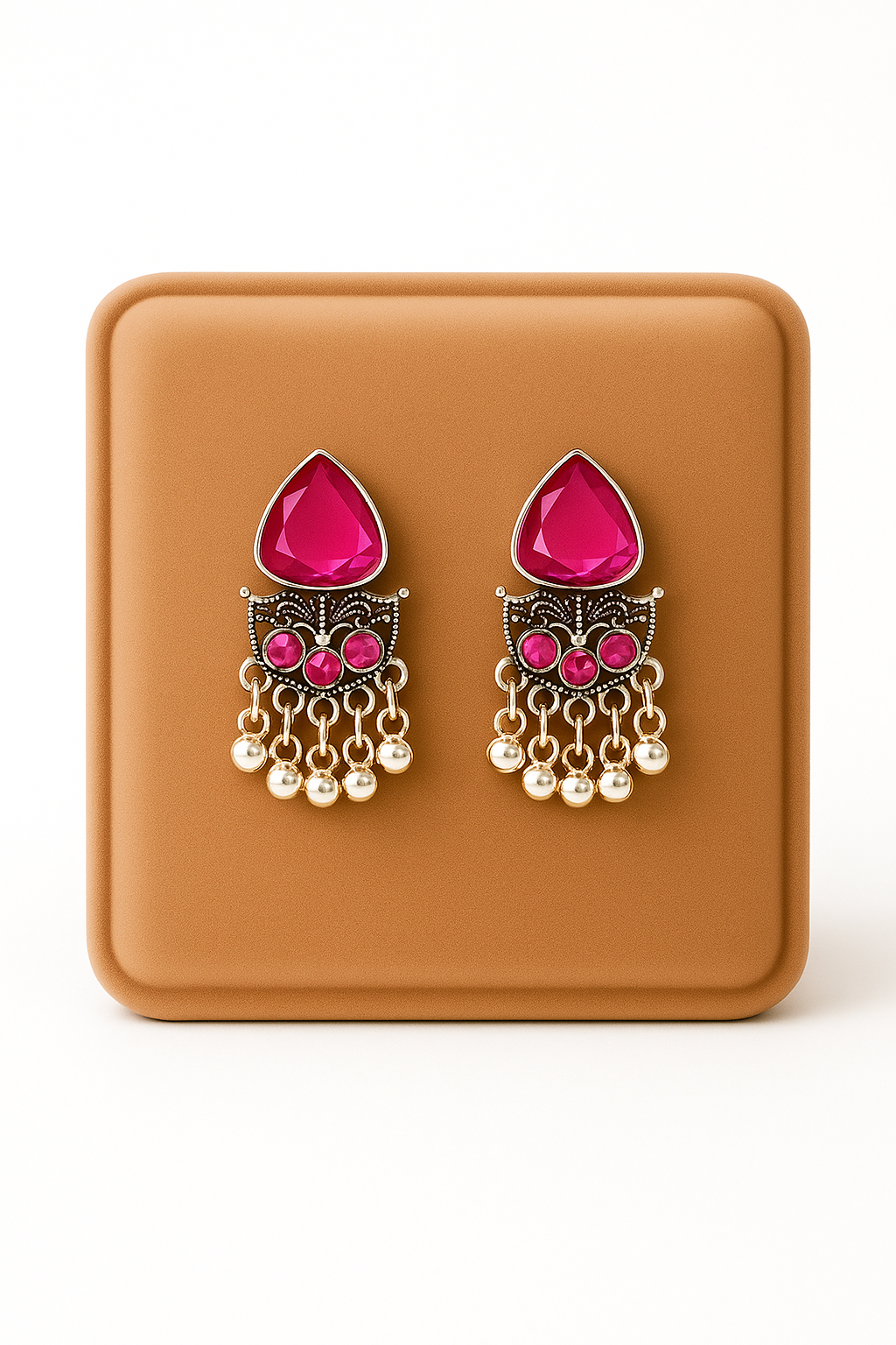 Miyaara Magenta Oxidised Jhumki Earrings – Elegant Ethnic Jewelry