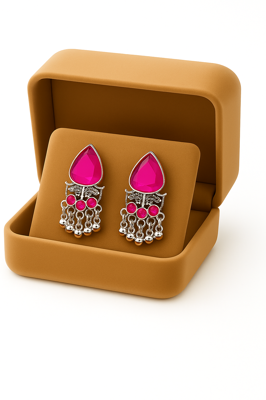 Miyaara Magenta Oxidised Jhumki Earrings – Elegant Ethnic Jewelry