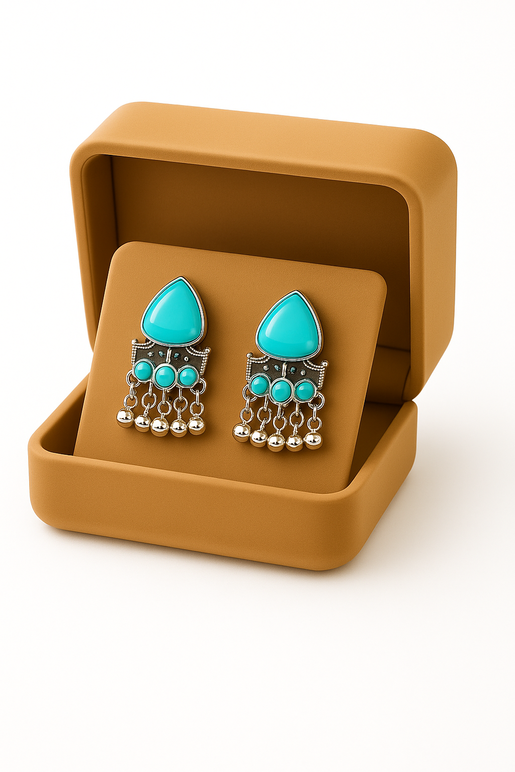 Miyaara Oxidised Silver Turquoise Drop Earrings – Boho Chic Statement Jewelry