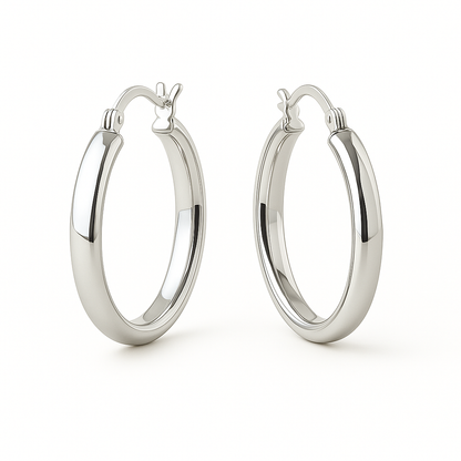 Miyaara Silver Classic Hoop Earrings – Minimal Everyday Elegance