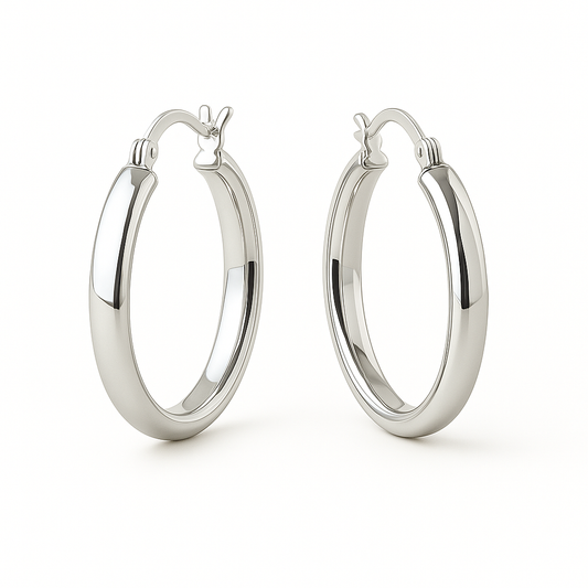 Miyaara Silver Classic Hoop Earrings – Minimal Everyday Elegance
