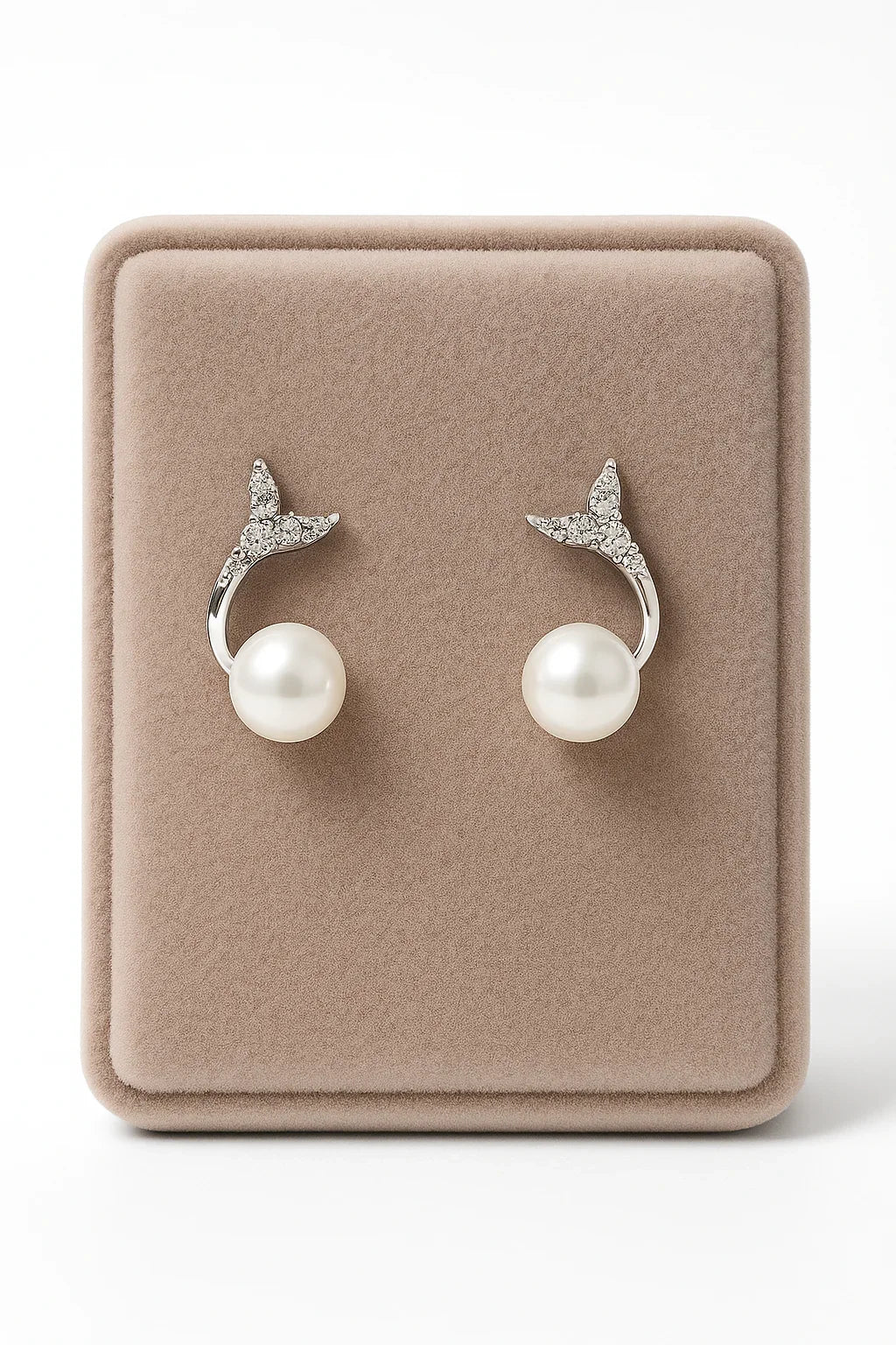 Miyaara Pearl & Crystal Whale Tail Earrings - Miyaara