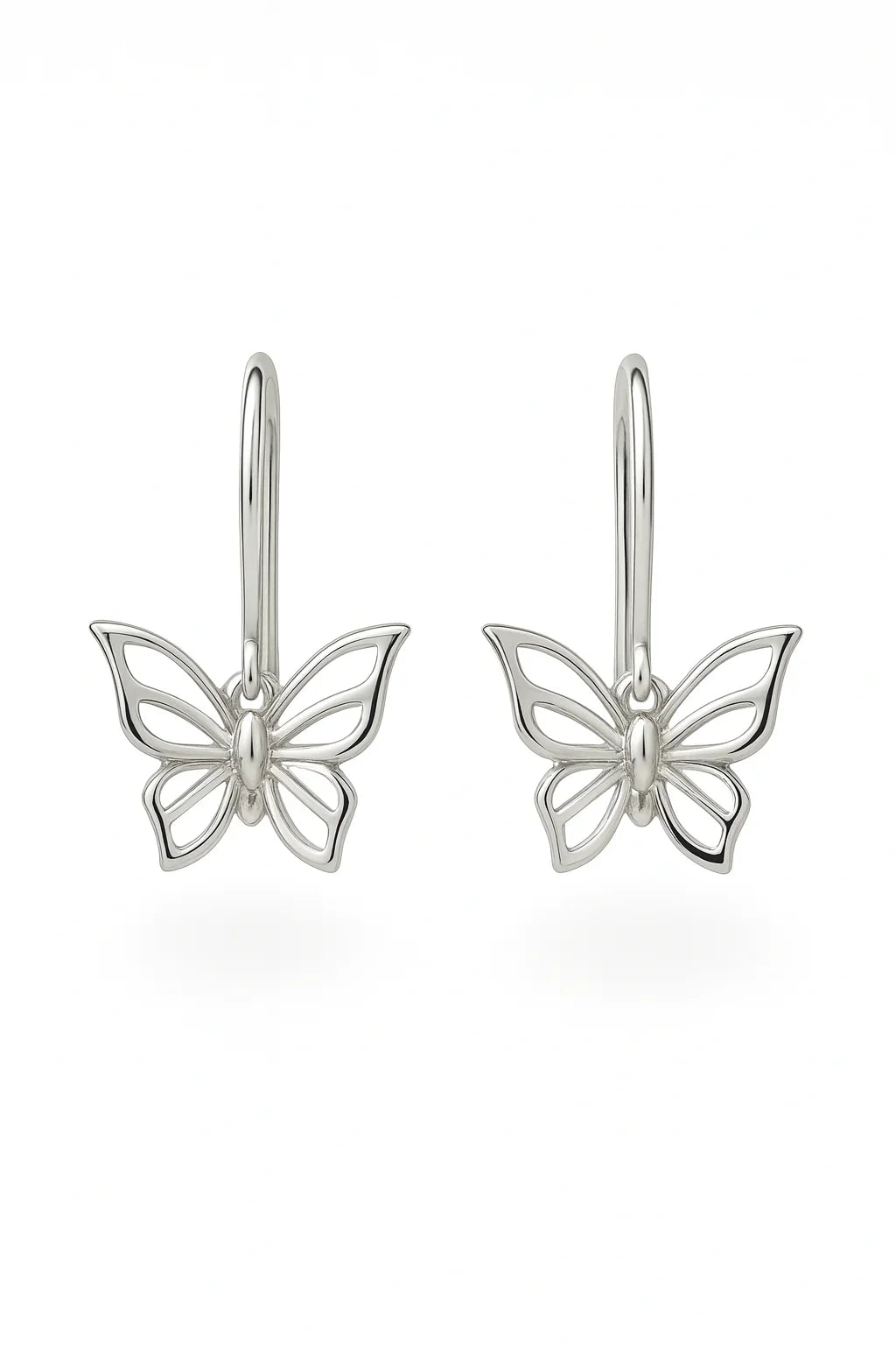 Miyaara Silver Butterfly Drop Earrings – Elegant Lightweight Design