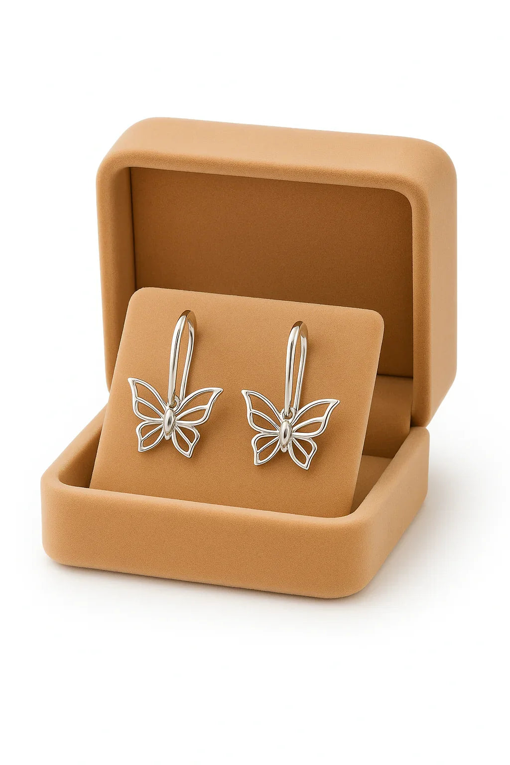 Miyaara Silver Butterfly Drop Earrings – Elegant Lightweight Design