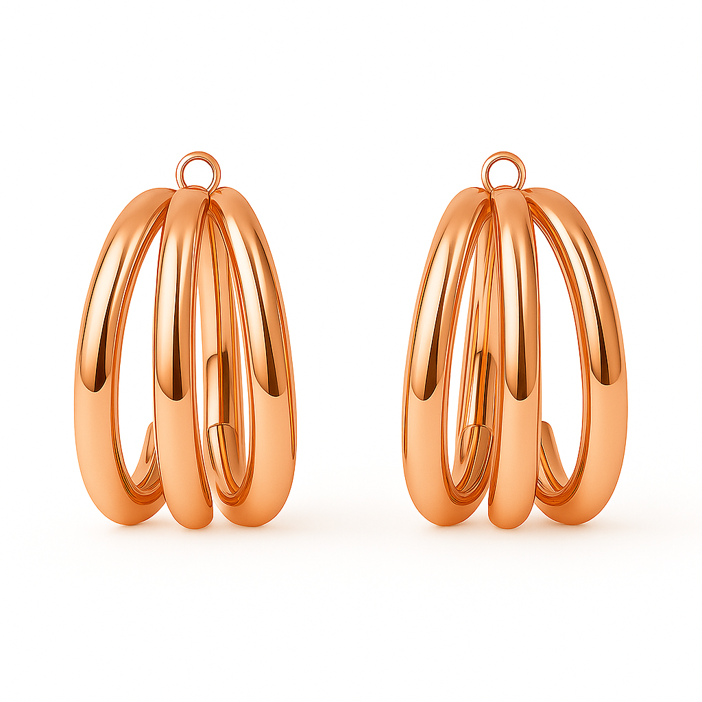 Miyaara Rose Gold Triple Hoop Earrings – Elegant & Modern Statement Jewelry