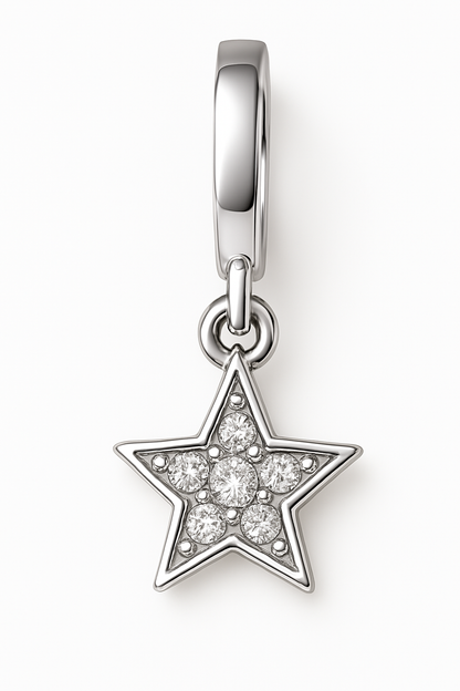 Miyaara Silver Star Dangle Earrings – Elegant Sparkling Charm